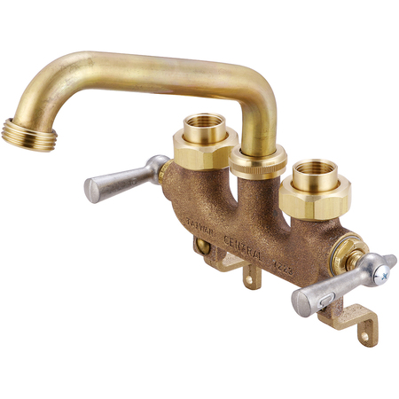 CENTRAL BRASS Two Handle Laundry Faucet, IP, Cooper Sweat, Centerset, Rough Brass 470